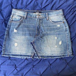 Distressed Denim Skirt